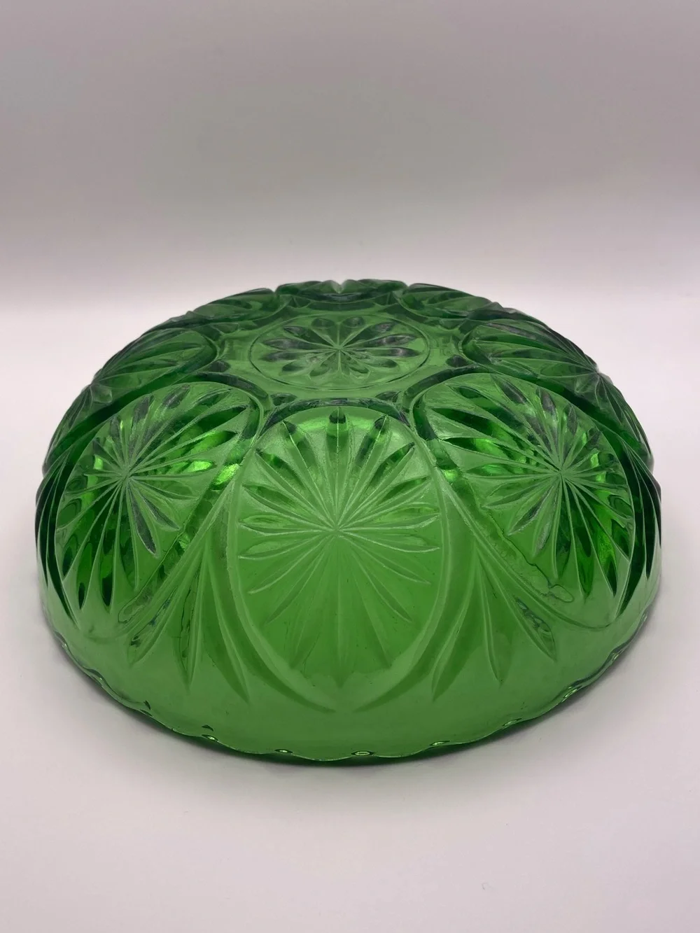 Vintage Green Glass Serving Bowl